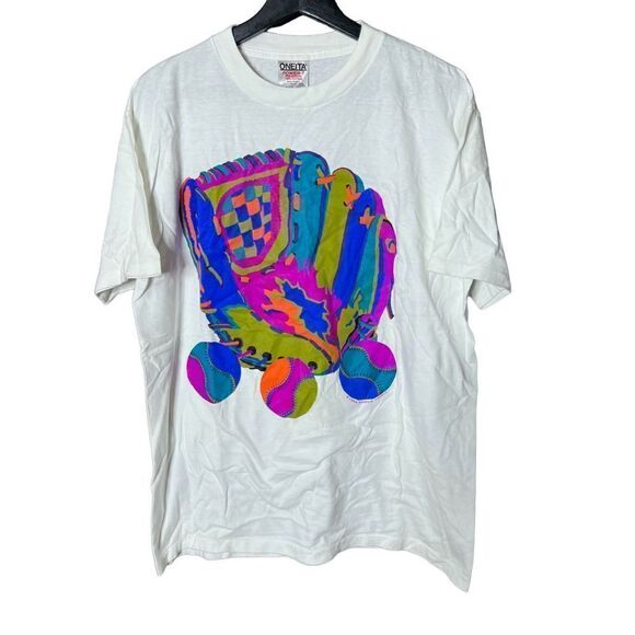 Oneita Other - VTG 1994 Baseball Art T Shirt USA Large